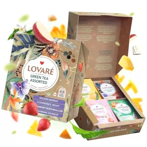 Подарочная Упаковка Зеленый Чай Ассорти 4 Вкуса, Lovare, 32 пакетика