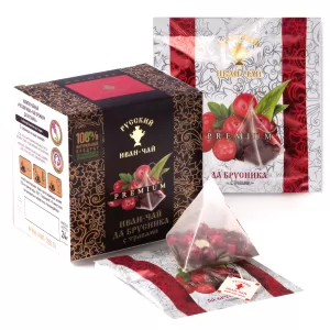 Премиальный Иван-чай да брусника с травами, 12 пирамидок по 2 гр