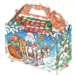 Традиционный Рождественский и Новогодний Подарочный Набор Конфет "На Северных Оленях", 900г