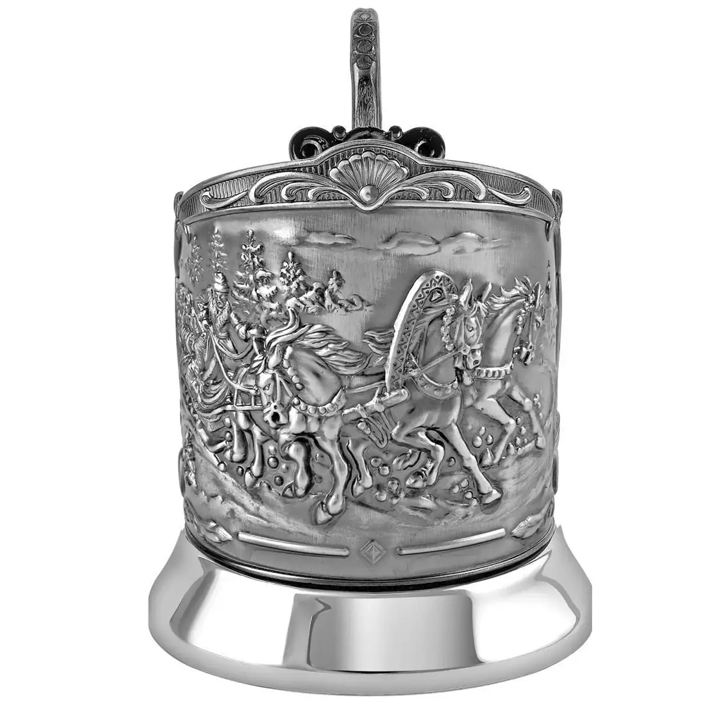 Nickel-Plated Blackened Glass Holder With Crystal Glass “Triumphal Troika” 250 ml Kolchugino Melchior