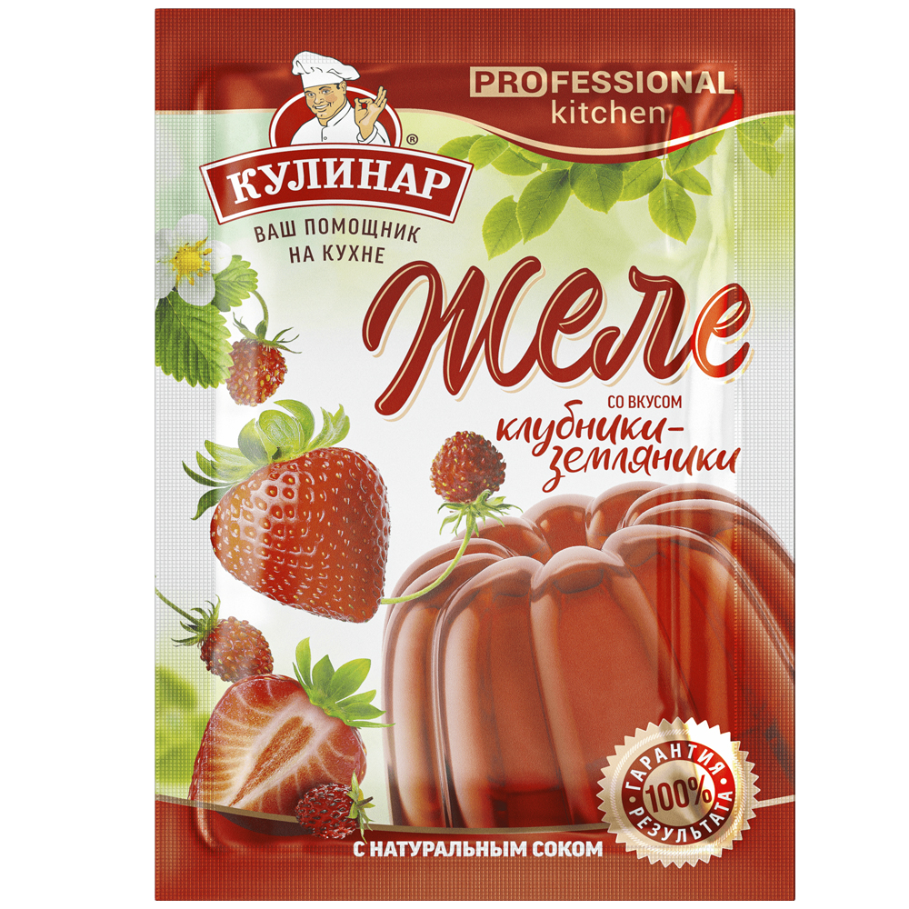 Клубнично-Земляничное Желе с Натуральным Соком, Кулинар, 40 г