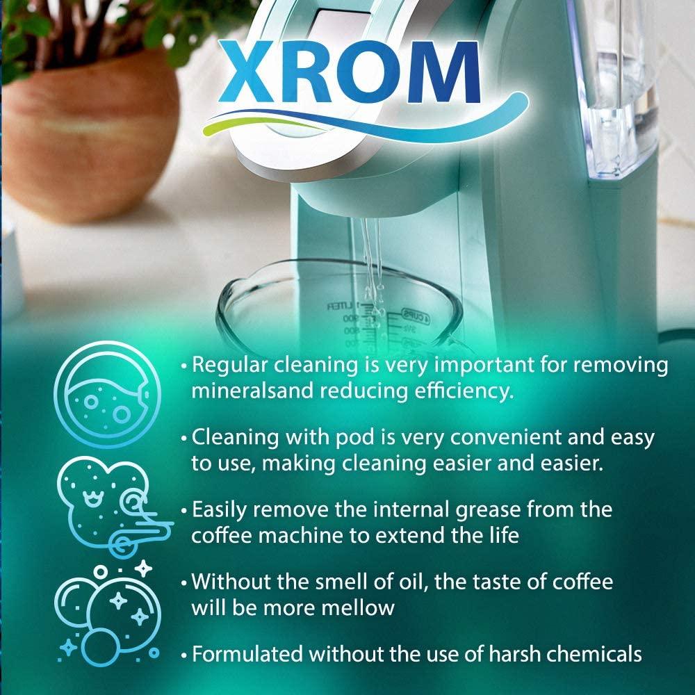 Профессиональные чистящие капсулы XROM, совместимые со всеми кофеварками Keurig K-Cup 2.0, для удаления кофейных пятен, биоразлагаемые, 6 чашек в упаковке