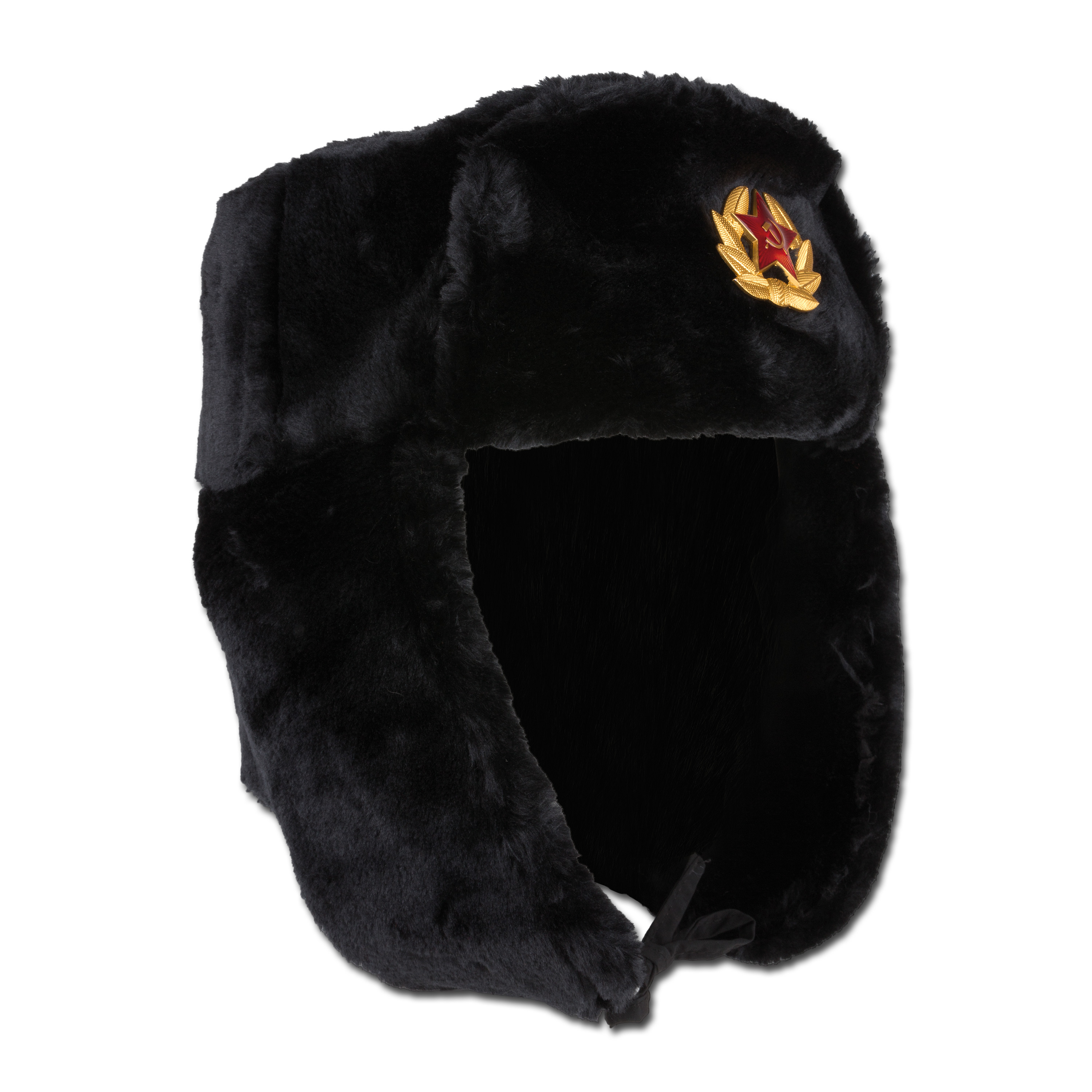 Зимняя черная армейская шапка-ушанка с кокардой СССР, 58 размер