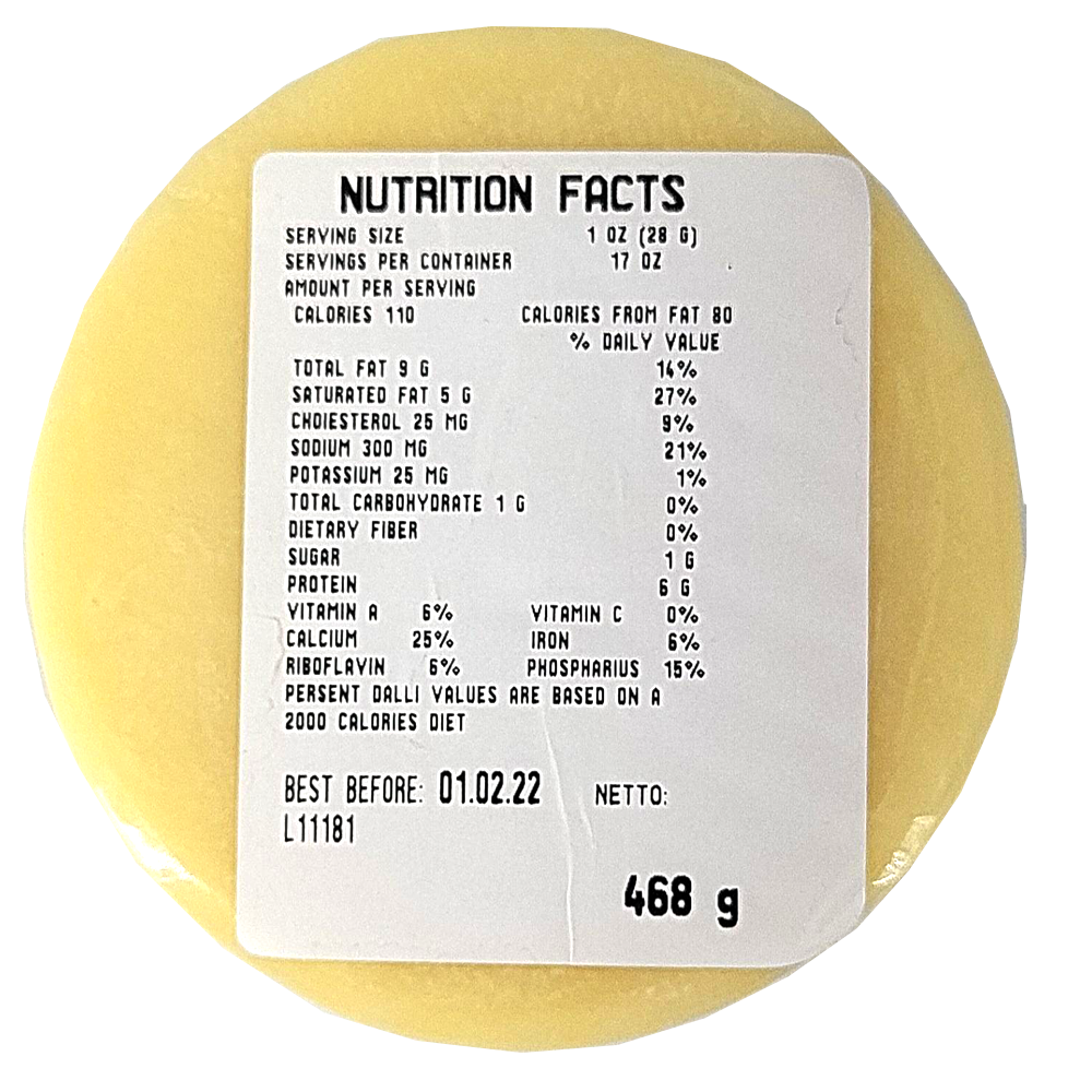 Сыр из коровьего молока, 45% жирности, Балкания, 468 г/ 1,03 фунта 