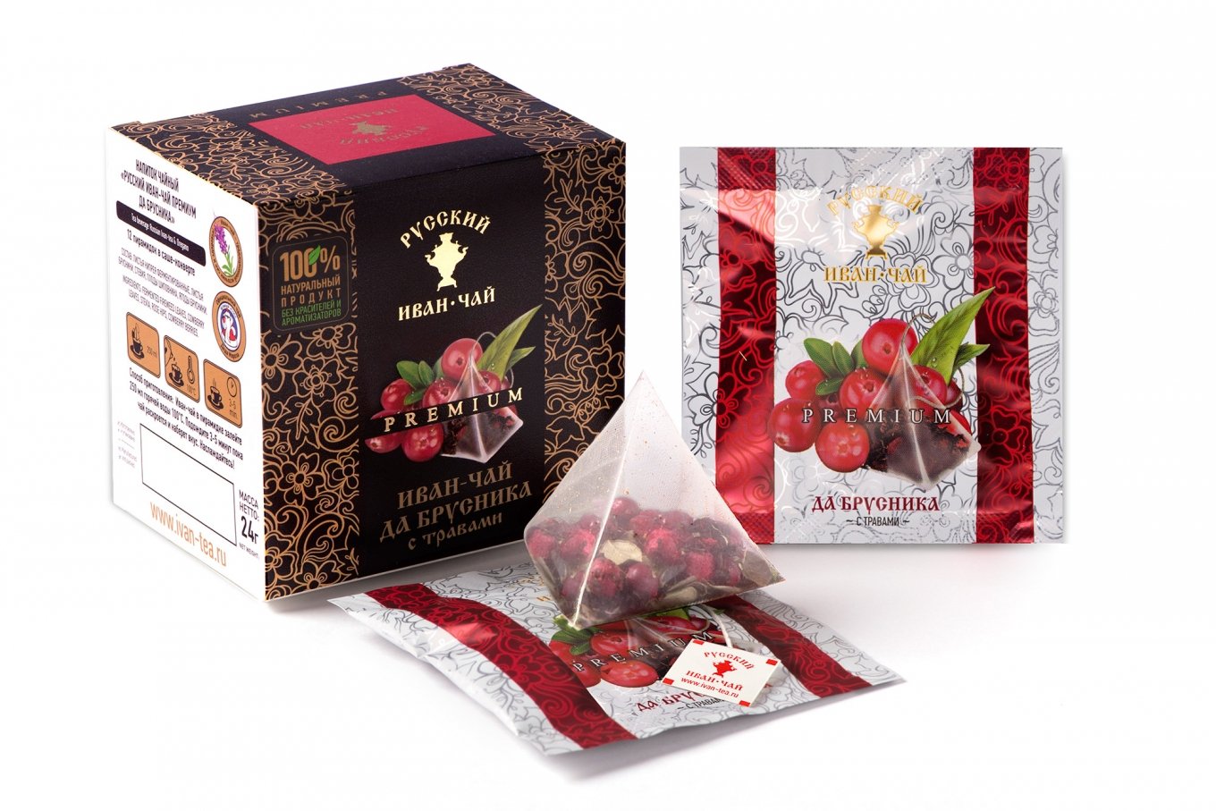Premium Ivan-Tea and Lingonberry with Herbs, 12 pyramids