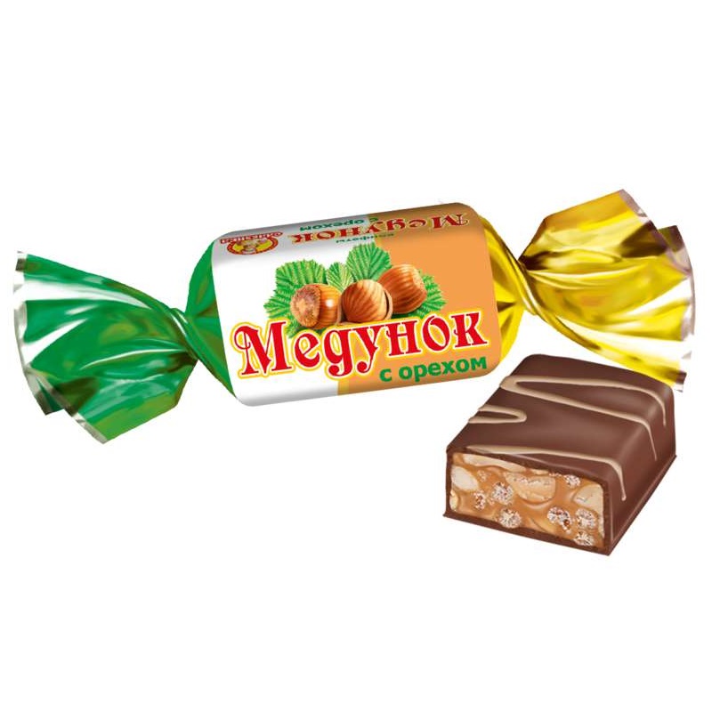 Шоколадные Конфеты с Орехом, Медунок, Славянка, 1 кг/ 2.2 фунта