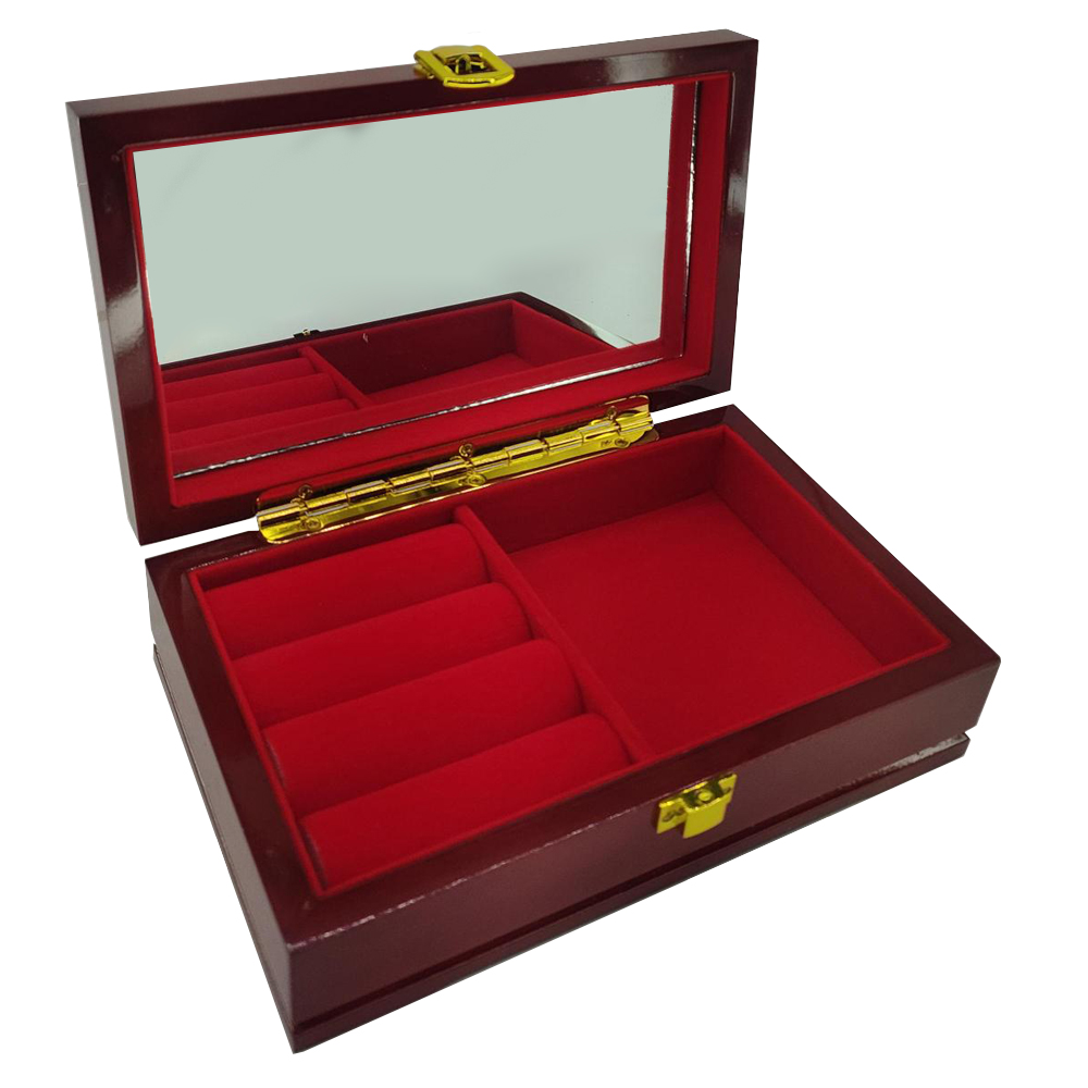 Wooden Jwellery Box with Mirror Russian Lacquer Miniature "Troika", 7.5х4.5х2.5 inches