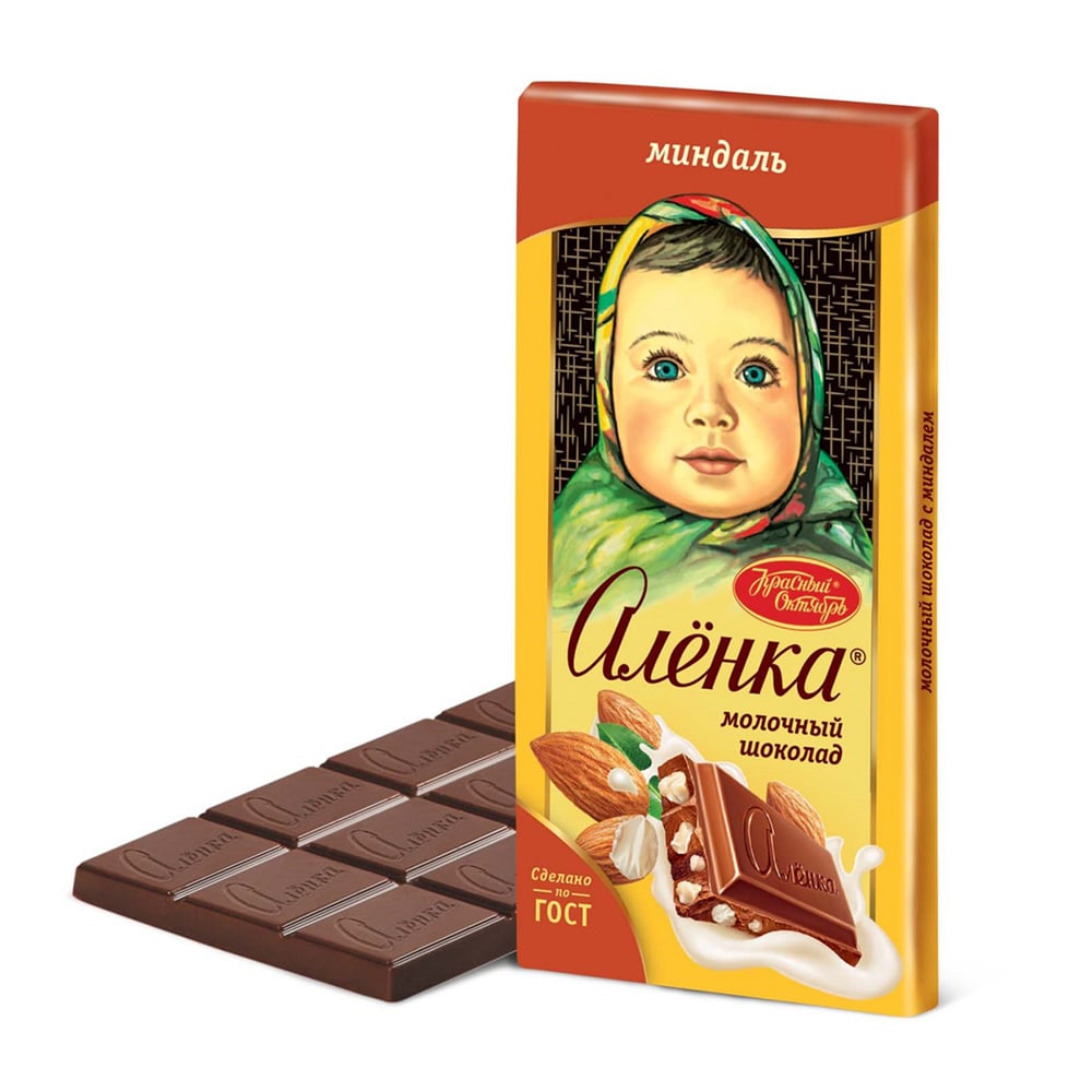 Молочный шоколад "Аленка" с миндалем, 100 г