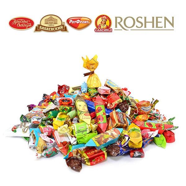Микс конфет от фабрик "Roshen", "Славянка", "Рот Фронт" и "Красный октябрь", 1.82 кг