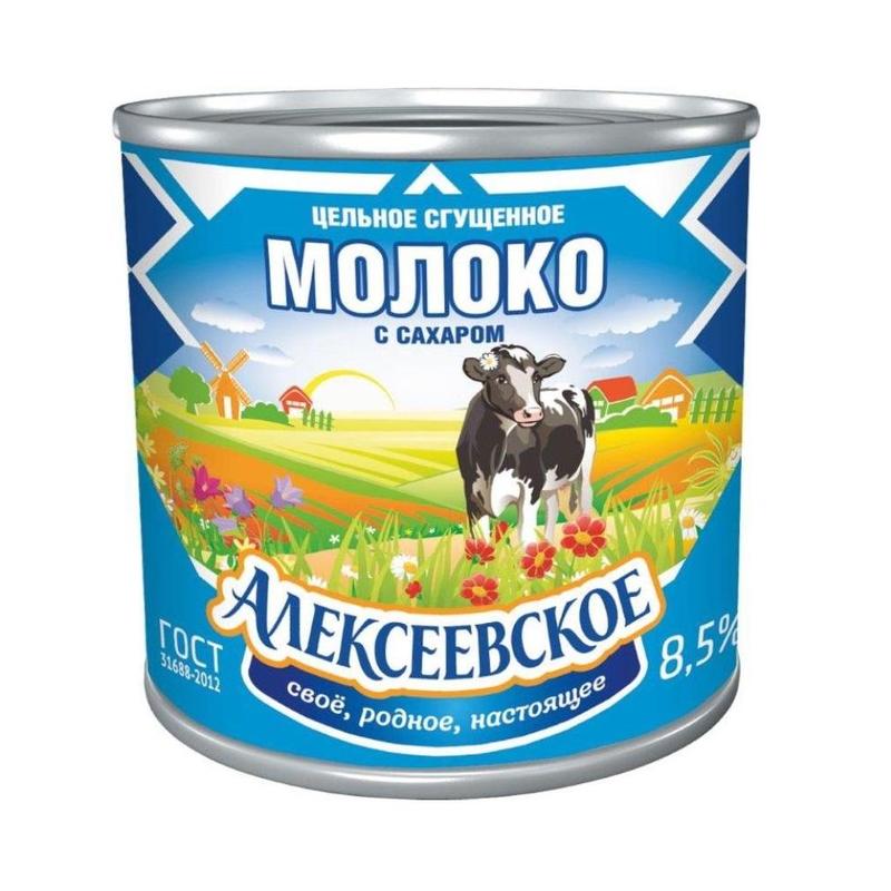 Сгущеное молоко с сахаром Алексеевское Россия, 360г