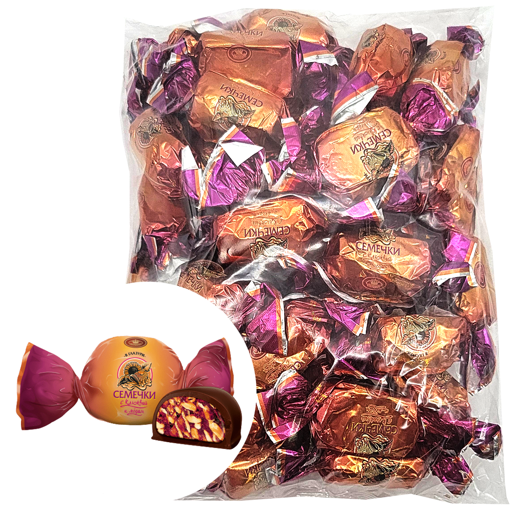 Конфеты Семечки с Клюквой и Мёдом в Шоколадной Глазури, Granddian, 1 кг/ 2.2 фунта
