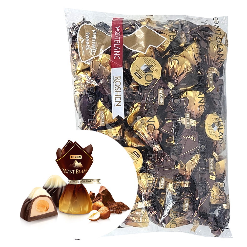Конфеты Шоколадные с Цельным Лесным Орехом, Монблан, Рошен, 1 кг/ 2.2 фунта 