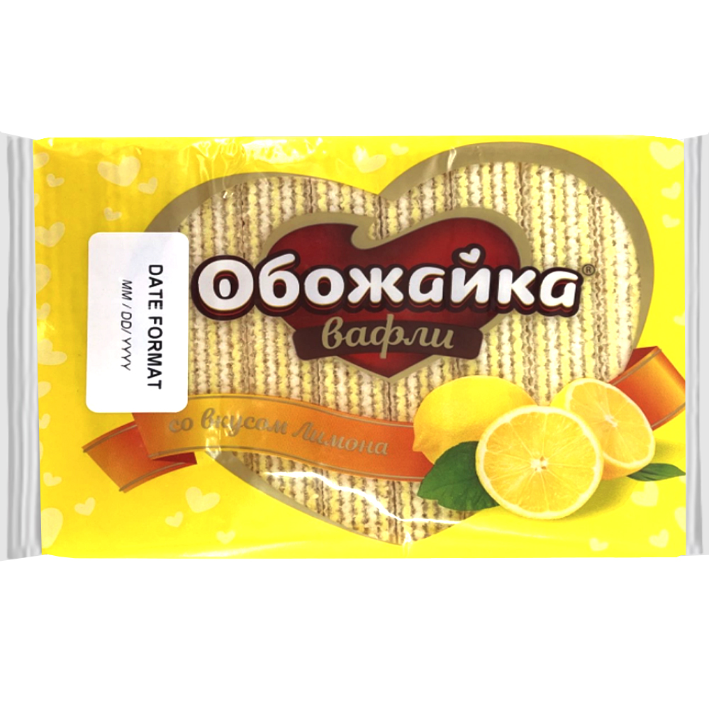 Вафли Лимонные Обожайка, Пензенская КФ, 225г/ 0,5 паунда