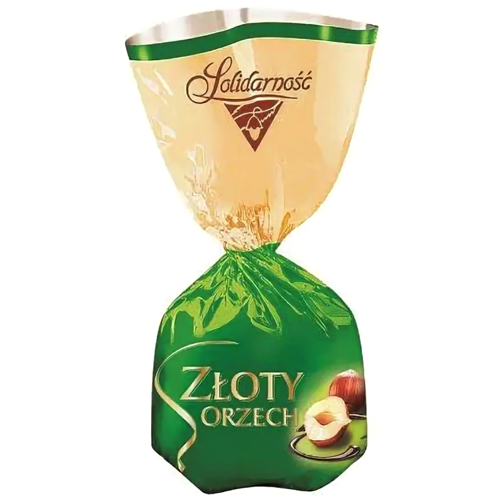 Шоколадные Конфеты с Орехом, Zlоty Orzech, Solidarnosc, 226 г/ 0.5 фунта