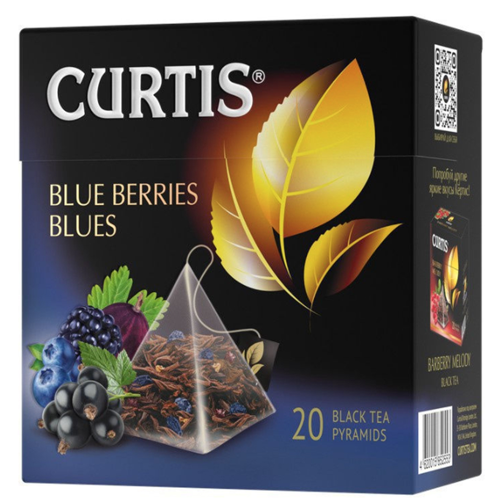 Чай Черный с Ароматом Смородины и Ежевики, Blue Berries Blues, Curtis, 20 пирамидок