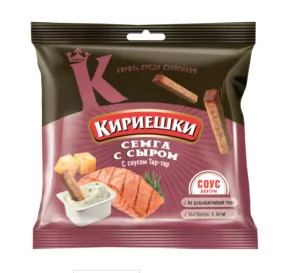 Сухарики со Вкусом Семги с Сыром и Соусом Тар-Тар, Кириешки, 0.13 lb/ 60 гр