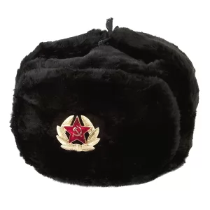Зимняя черная армейская шапка-ушанка с кокардой СССР, 58 размер