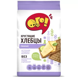 Хрустящие Ржаные Хлебцы БЕЗ САХАРА, Ого!, 75г