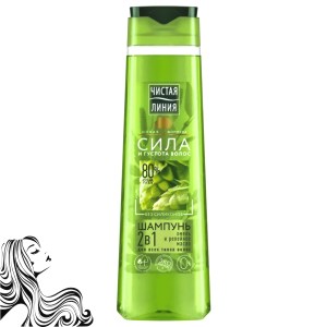 Шампунь-Бальзам 2в1, Хмель и Репейное Масло, Чистая Линия, 400мл/ 13,53 унций