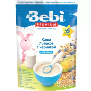 Каша Детская Молочная 7 Злаков и Черника | 6 + месяцев, Bebi Premium, 200 г
