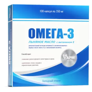 Масло Льняное ОМЕГА-3 с Витамином Е, Фармгрупп, 100 капсул по 350 мг