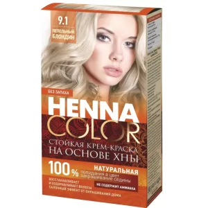 Стойкая Крем-Краска для Волос Henna Color, тон тон 9.1 Пепельный Блондин, 115 мл
