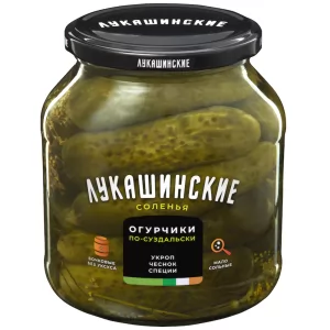 Огурцы Малосольные Бочковые По-Суздальски, Лукашинские, 670г