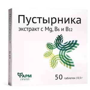 Экстракт Пустырника с Магнием и Витаминами В6 и В12, Фармгрупп, 50 таблеток по 500 мг